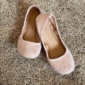 Blush velvet flats